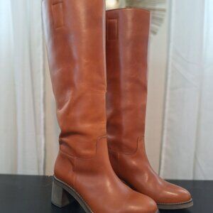 Free People Leather Knee High Boots (Tan), Size 40